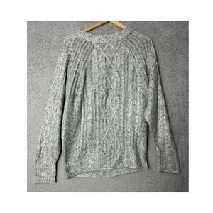 J. Crew Sweater Small Cable Knit Gray Fleck Pullover Crewneck Chunky Cozy Soft
